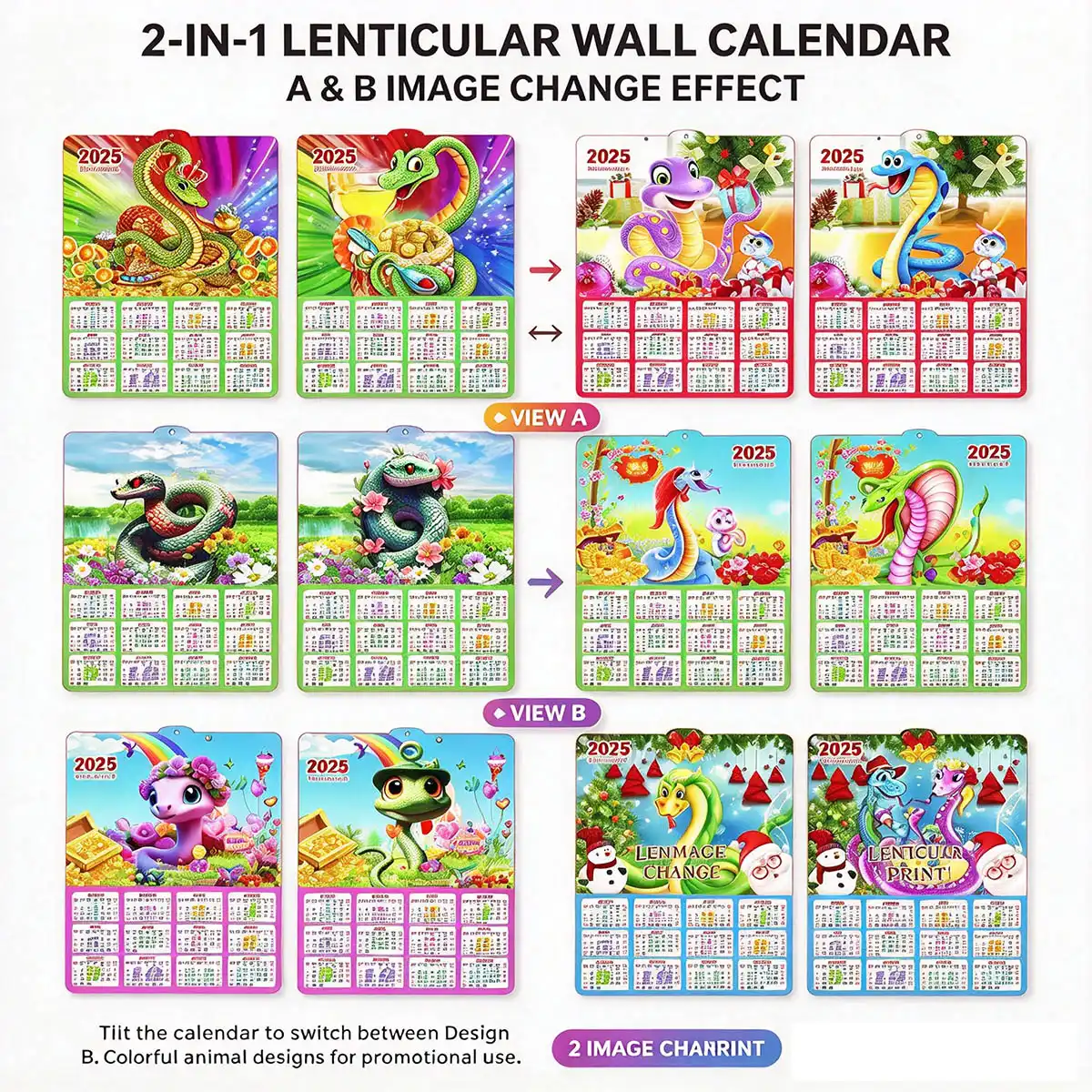 2 in 1 Lenticular Wall Calendar