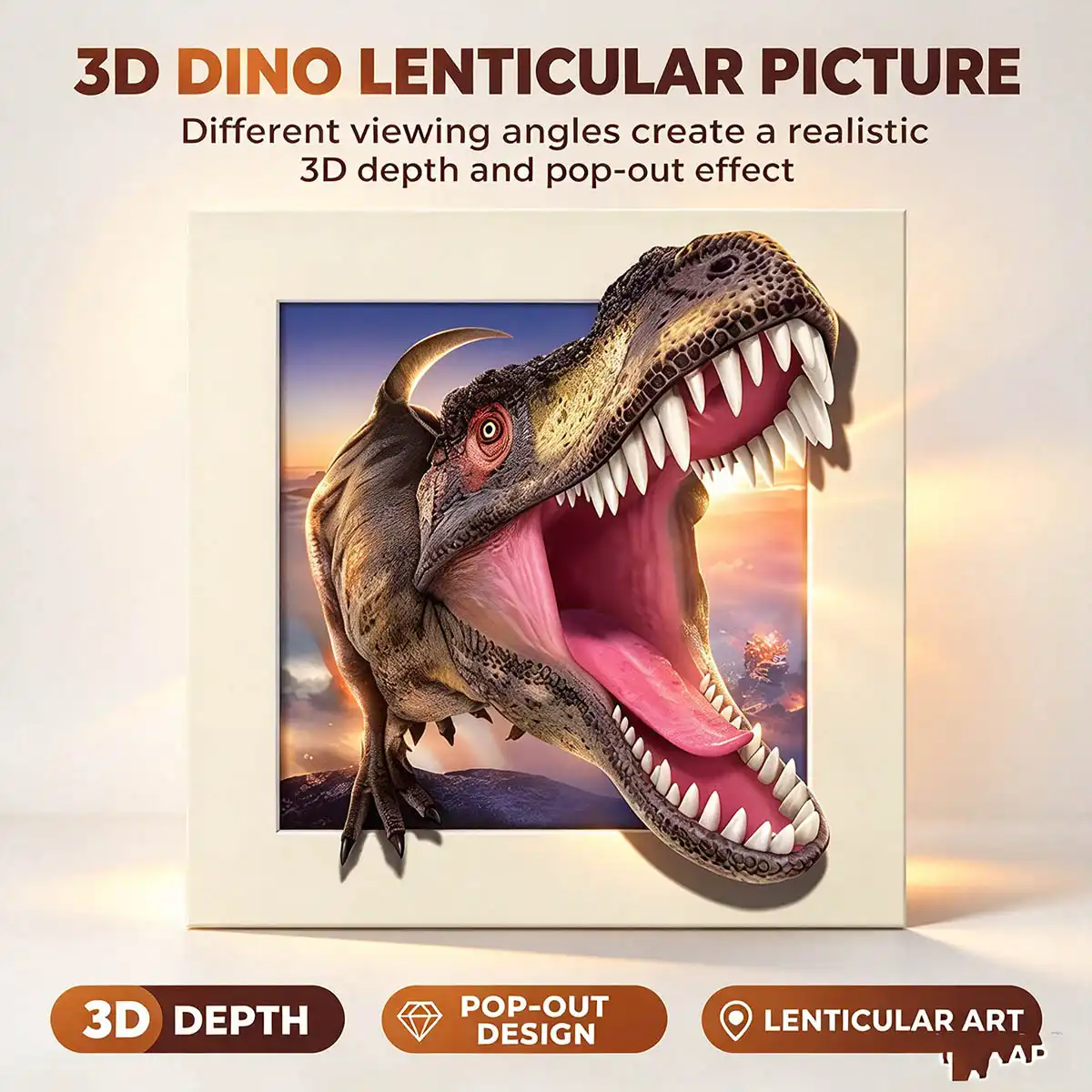 3D Dino Lenticular Picture Pop Out Effect